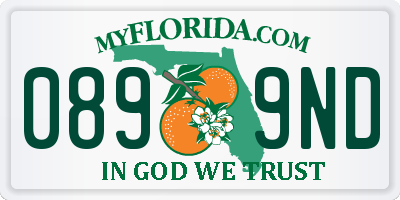 FL license plate 0899ND