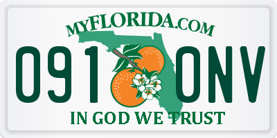 FL license plate 0910NV