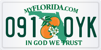 FL license plate 0910YK