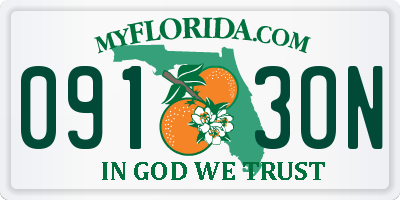 FL license plate 0913ON