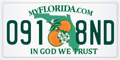 FL license plate 0918ND