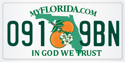 FL license plate 0919BN