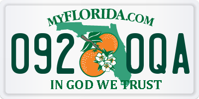 FL license plate 0920QA