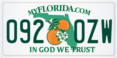 FL license plate 0920ZW