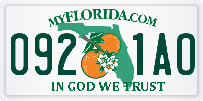 FL license plate 0921AO
