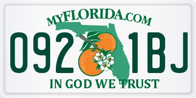 FL license plate 0921BJ