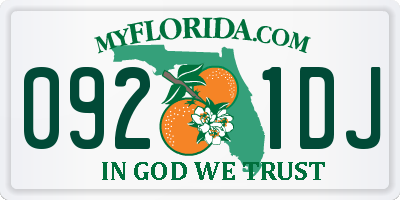FL license plate 0921DJ
