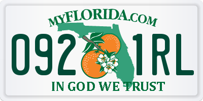 FL license plate 0921RL
