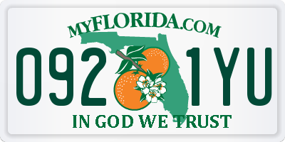 FL license plate 0921YU