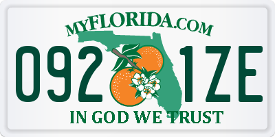 FL license plate 0921ZE