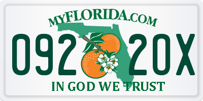 FL license plate 0922OX