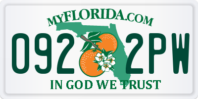 FL license plate 0922PW