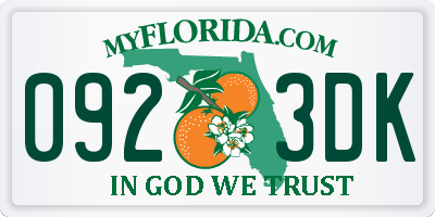 FL license plate 0923DK
