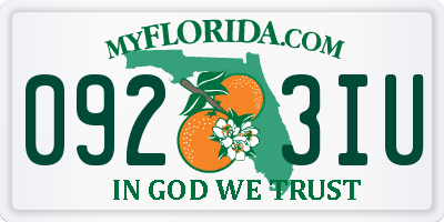 FL license plate 0923IU