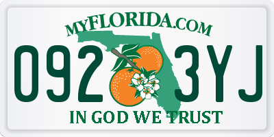 FL license plate 0923YJ