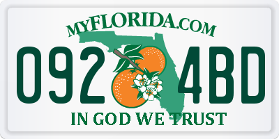 FL license plate 0924BD