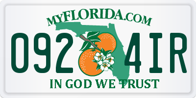 FL license plate 0924IR