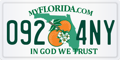 FL license plate 0924NY