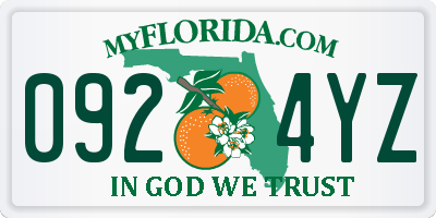 FL license plate 0924YZ