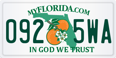 FL license plate 0925WA