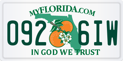 FL license plate 0926IW