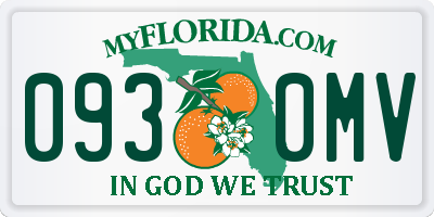 FL license plate 0930MV
