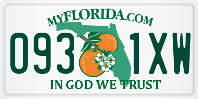 FL license plate 0931XW