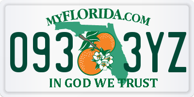 FL license plate 0933YZ