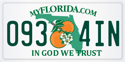 FL license plate 0934IN