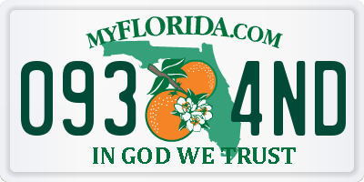 FL license plate 0934ND
