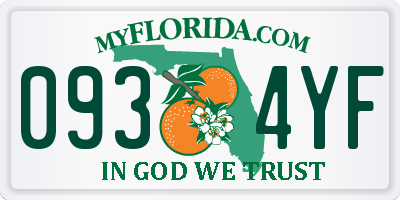 FL license plate 0934YF