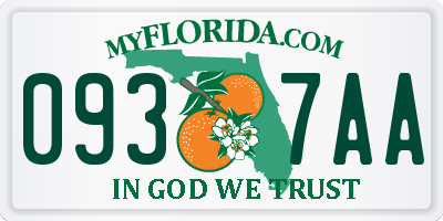 FL license plate 0937AA