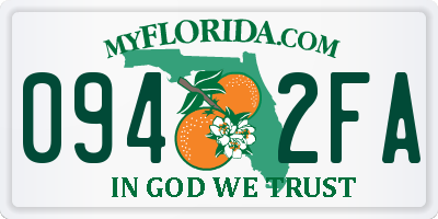 FL license plate 0942FA