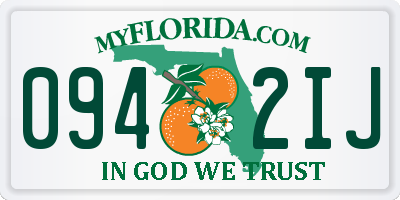 FL license plate 0942IJ