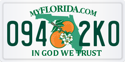 FL license plate 0942KO