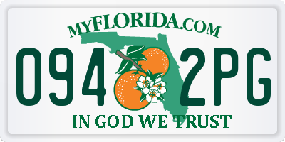 FL license plate 0942PG