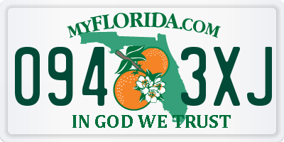 FL license plate 0943XJ