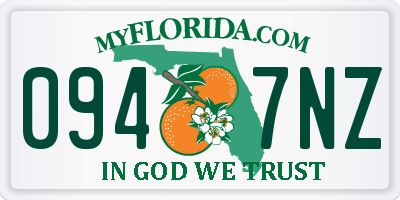 FL license plate 0947NZ