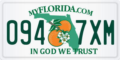 FL license plate 0947XM