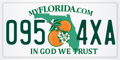 FL license plate 0954XA