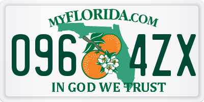 FL license plate 0964ZX