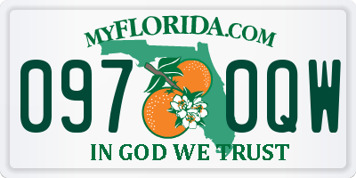 FL license plate 0970QW