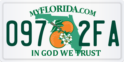 FL license plate 0972FA