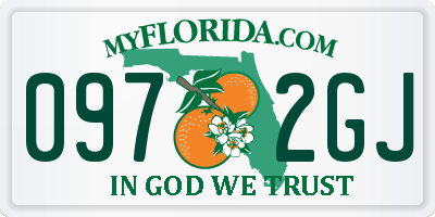 FL license plate 0972GJ