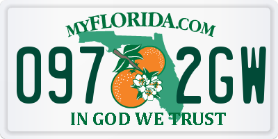FL license plate 0972GW