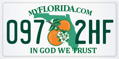 FL license plate 0972HF