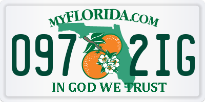 FL license plate 0972IG