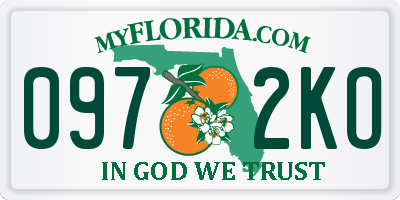 FL license plate 0972KO