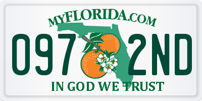 FL license plate 0972ND