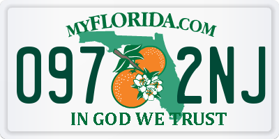 FL license plate 0972NJ